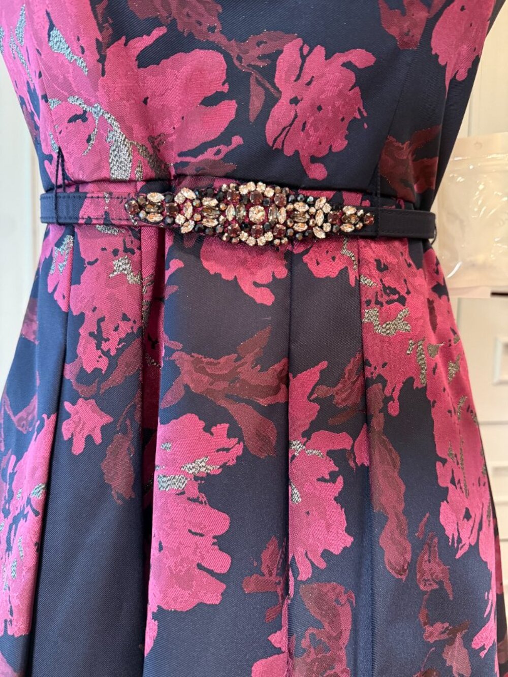 NWT Eliza J high-low floral gown with embellished belt and pockets, size 10 - Picture 2 of 10